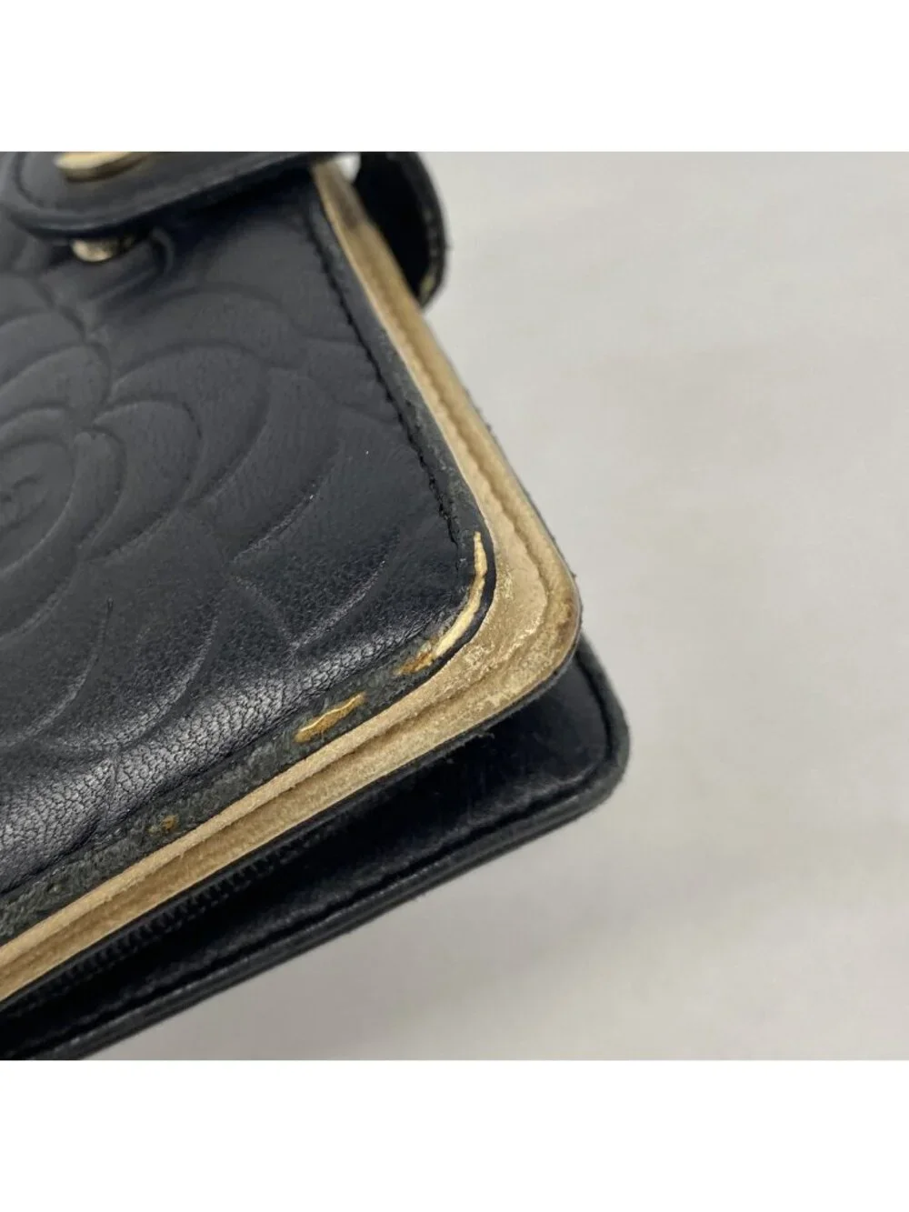 Chanel Wallet Camellia Lambskin Black Gold